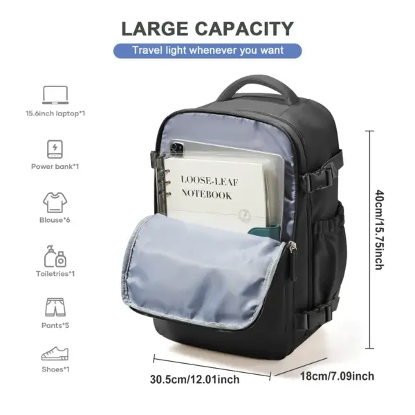 Travel Backpack for Women Men Business Backpack, Laptop Bag College School Backpack Waterproof Cabin Backpack Wizzair 40x30x20 - Image 4