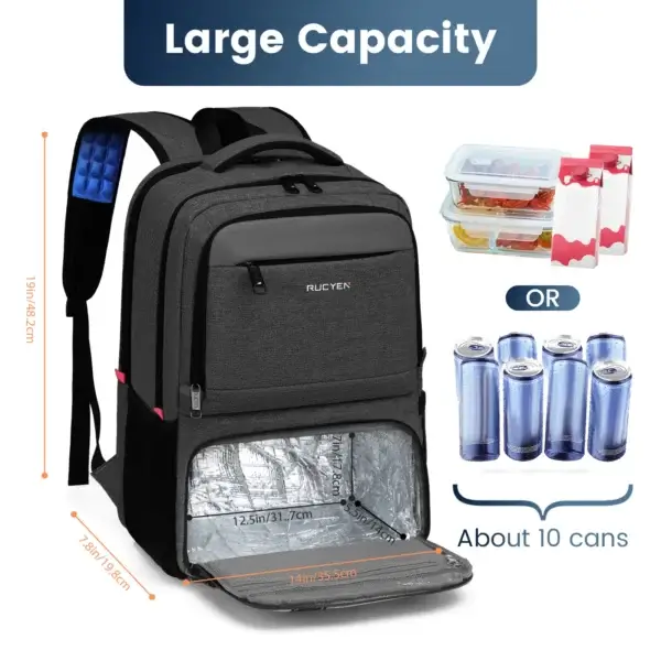 Insulated Backpack Lunch Bag Food Box Durable Waterproof  Leak Proof Cooler Case Camping Oxford Dinner Backpacks Icebox with USB