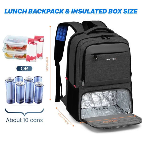Insulated Backpack Lunch Bag Food Box Durable Waterproof  Leak Proof Cooler Case Camping Oxford Dinner Backpacks Icebox with USB - Image 7