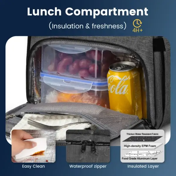 Insulated Backpack Lunch Bag Food Box Durable Waterproof  Leak Proof Cooler Case Camping Oxford Dinner Backpacks Icebox with USB - Image 5