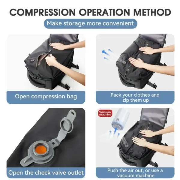 Vacuum Backpack Travel Bag for Men Large Capacity Backpack Business Laptop Backpack Women Men Expandable Backpack School Bag - Image 2
