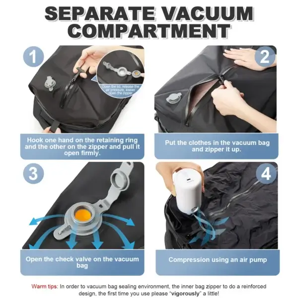 Vacuum Backpack Travel Bag for Men Large Capacity Backpack Business Laptop Backpack Women Men Expandable Backpack School Bag - Image 15