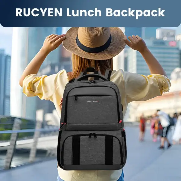 Insulated Backpack Lunch Bag Food Box Durable Waterproof  Leak Proof Cooler Case Camping Oxford Dinner Backpacks Icebox with USB - Image 3