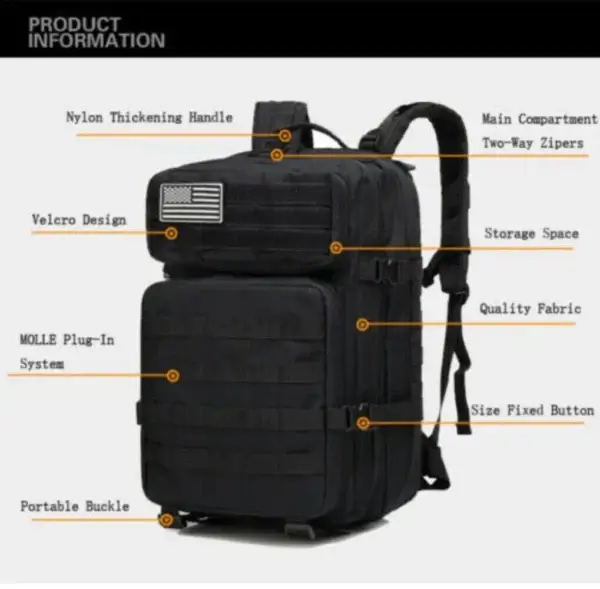 Outdoor Tactical Backpack Waterproof 45L Large Capacity Bag Army 3 Day Assault Pack Molle Bag Trekking Hiking Camping Backpacks - Image 5